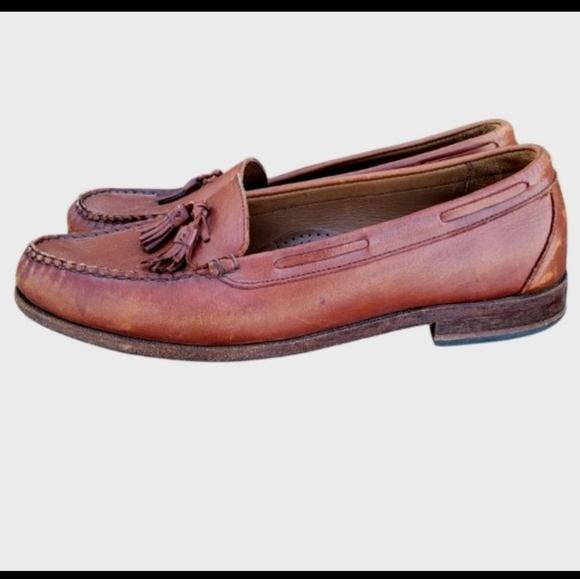Allen Edmonds Naple Brown Leather Tassel Slip On Dress Casual Loafer Shoe Men 13 - Picture 2 of 10